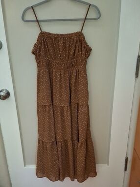 NWT Madewell Rust Brown Polka Dot Maxi Dress_1